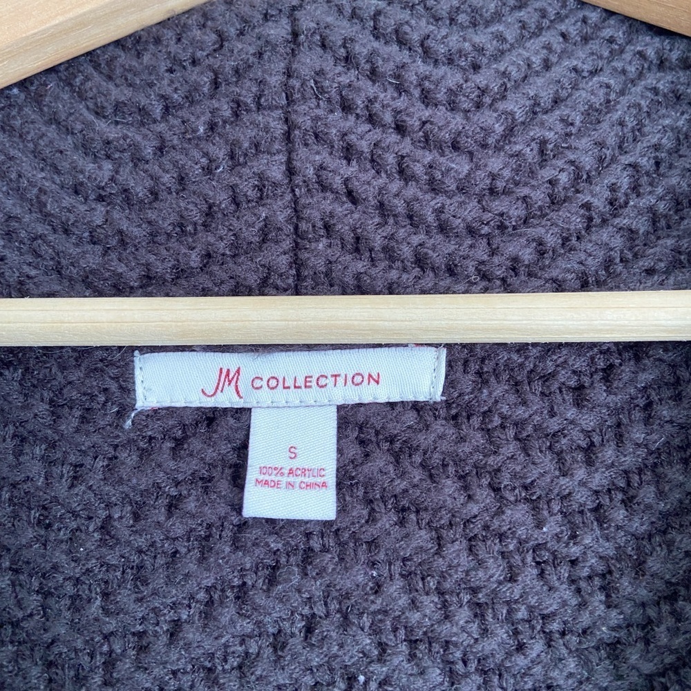 JM Collection Charcoal Textured Sweater Cardigan - Picture 3 of 6